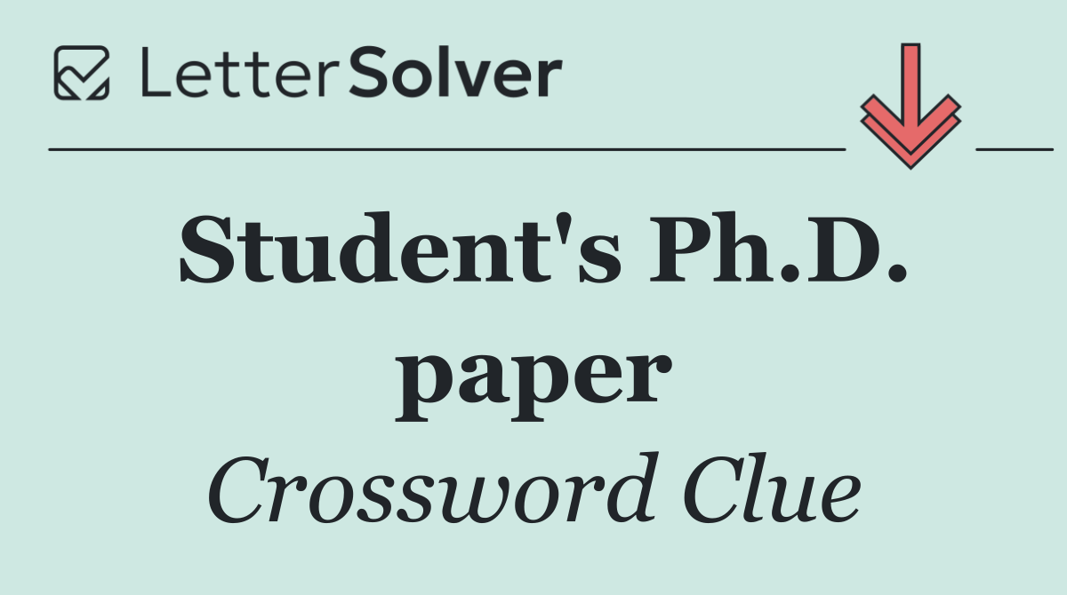 Student's Ph.D. paper