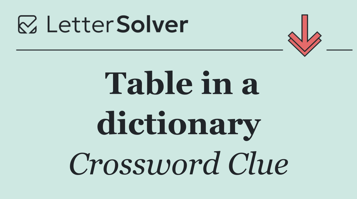 Table in a dictionary