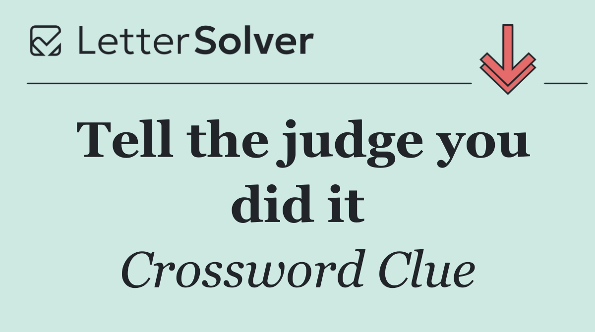 Tell the judge you did it