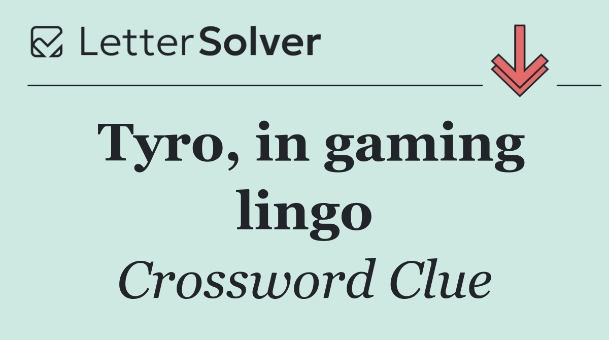 Tyro, in gaming lingo