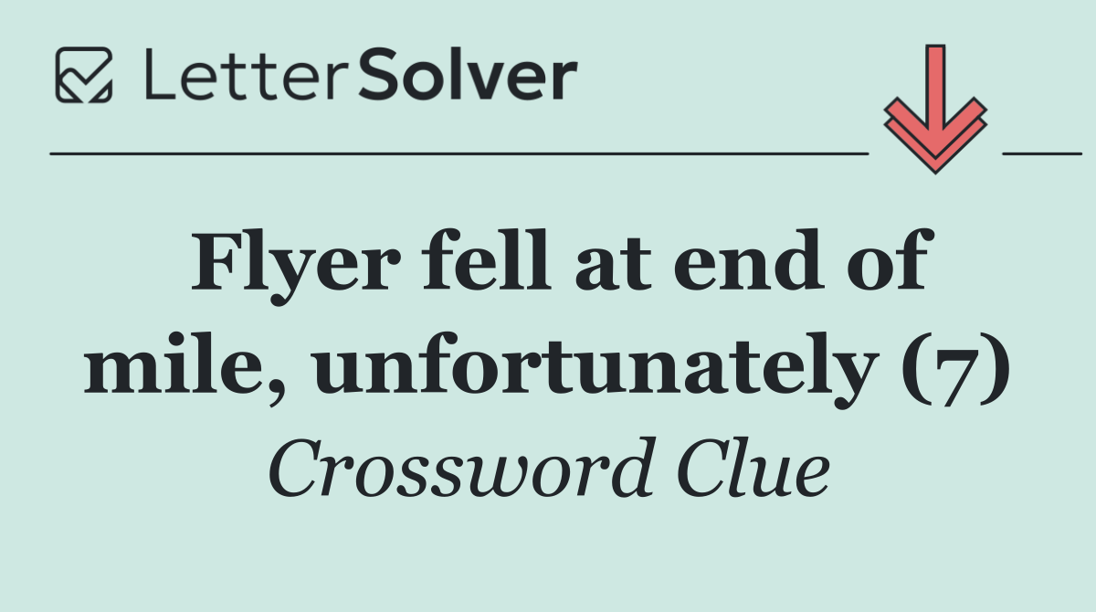 Flyer fell at end of mile, unfortunately (7)