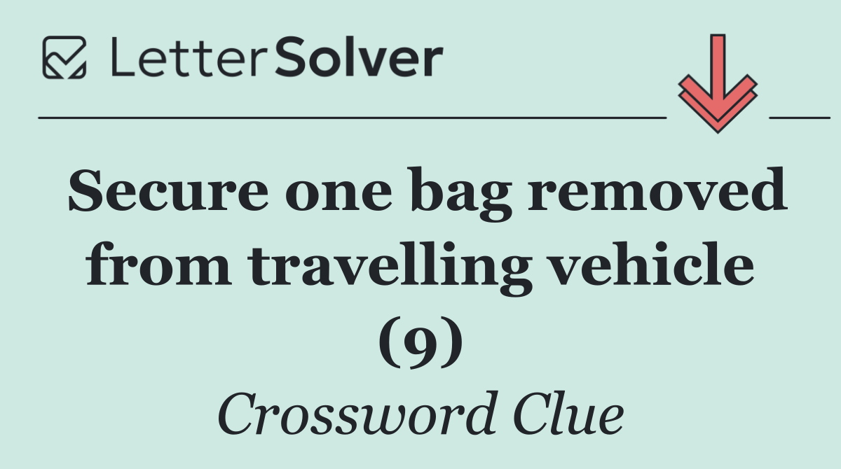 Secure one bag removed from travelling vehicle (9)