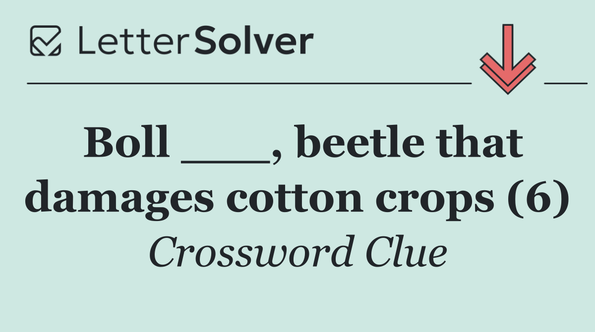 Boll ___, beetle that damages cotton crops (6)