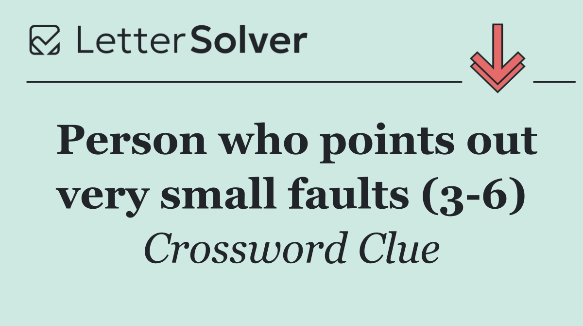 Person who points out very small faults (3 6)