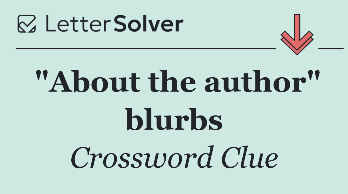 "About the author" blurbs