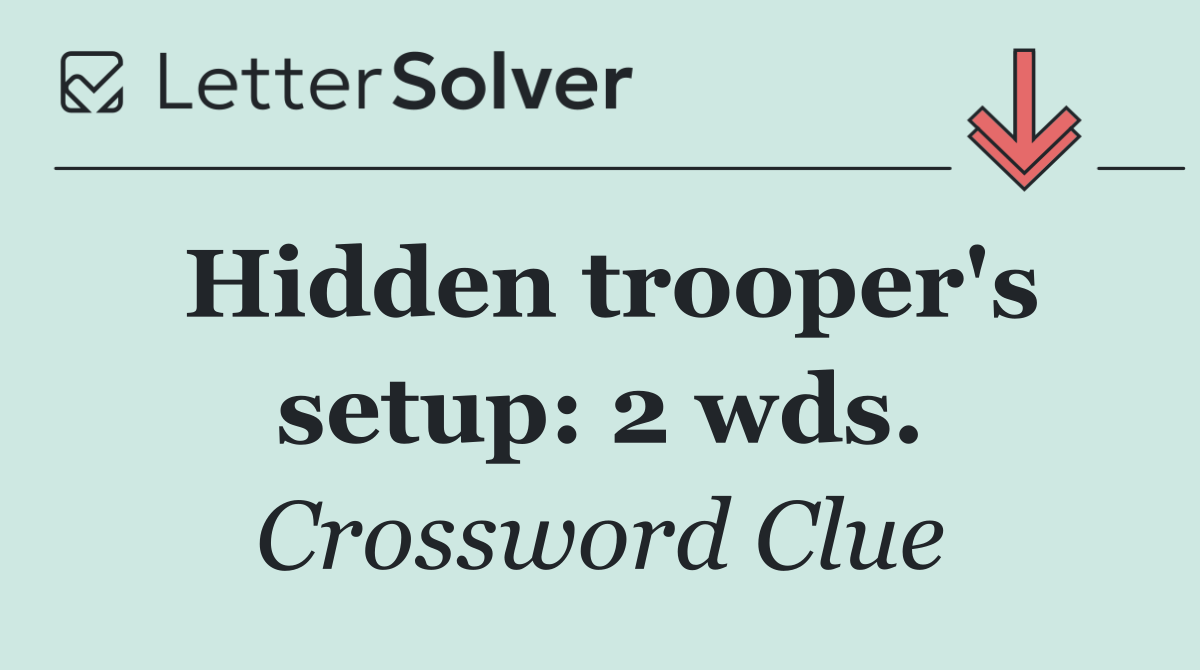 Hidden trooper's setup: 2 wds.