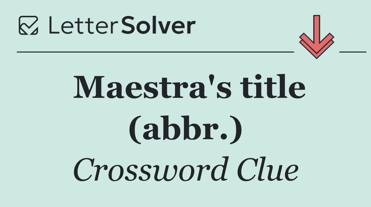 Maestra's title (abbr.)