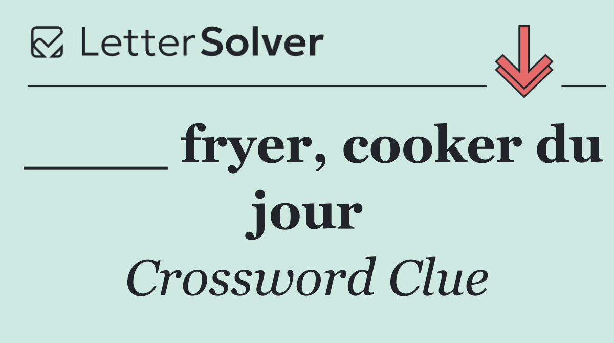 ____ fryer, cooker du jour