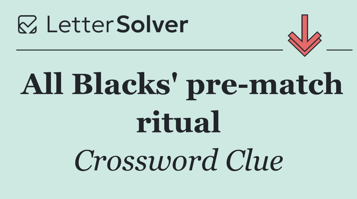 All Blacks' pre match ritual