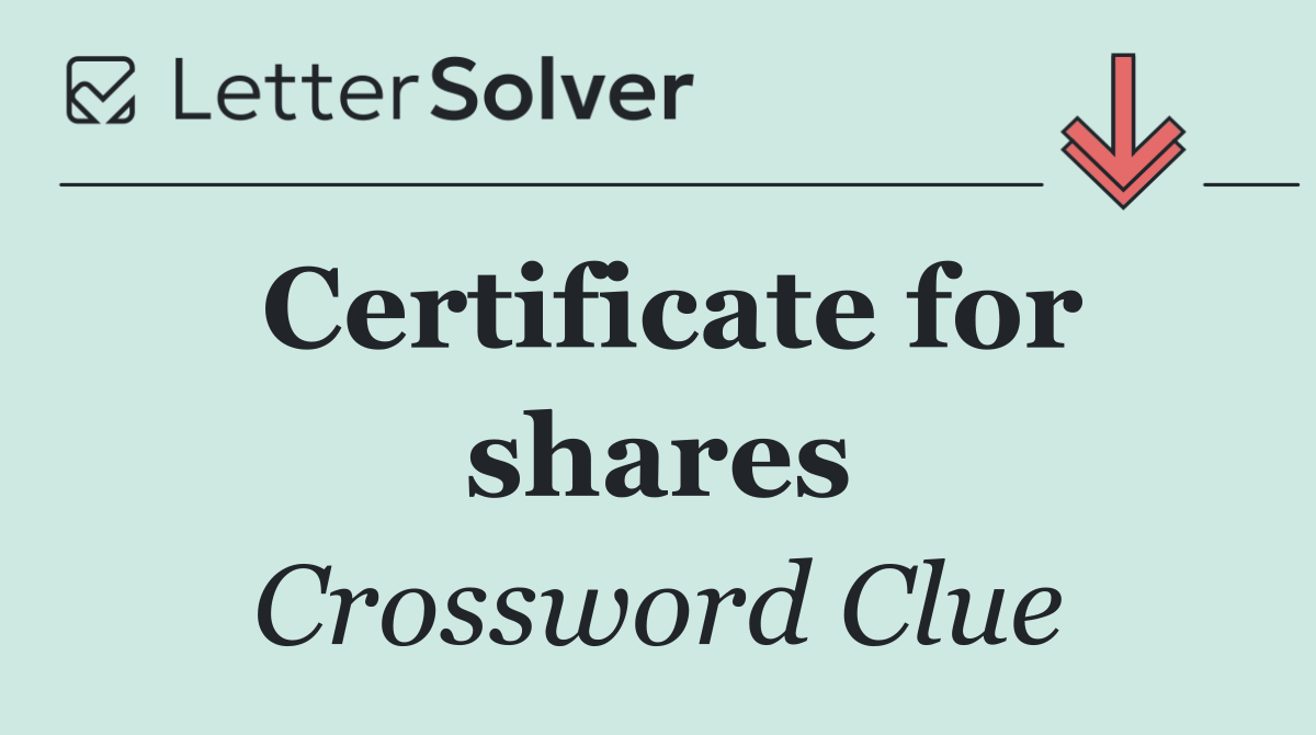 Certificate for shares