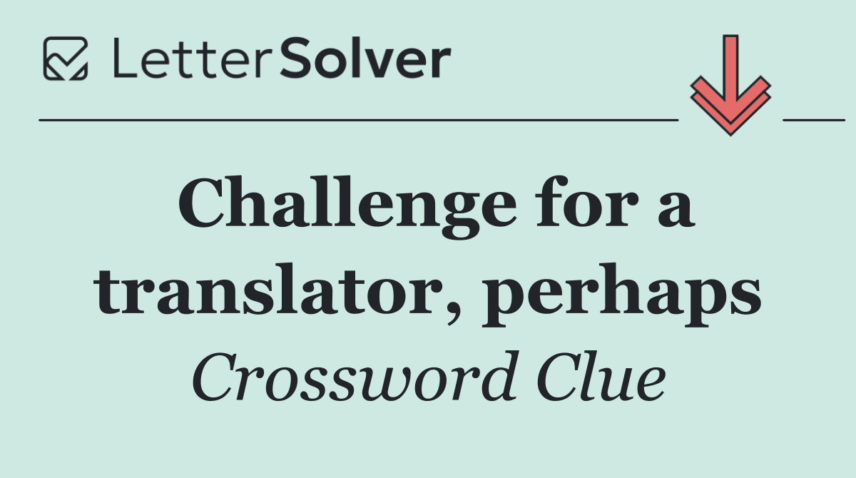 Challenge for a translator, perhaps