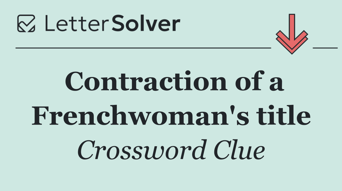 Contraction of a Frenchwoman's title