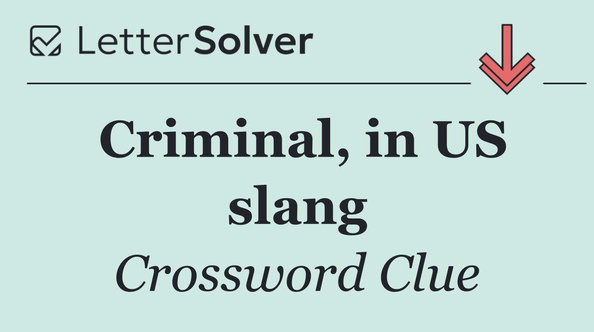 Criminal, in US slang