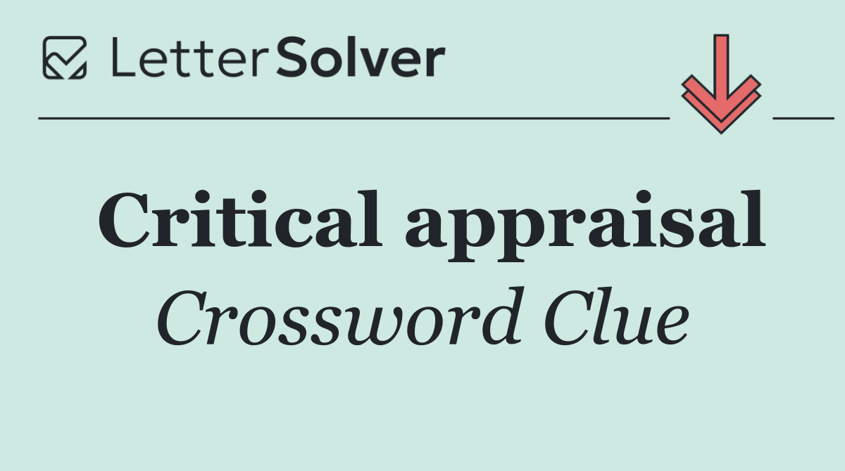 Critical appraisal
