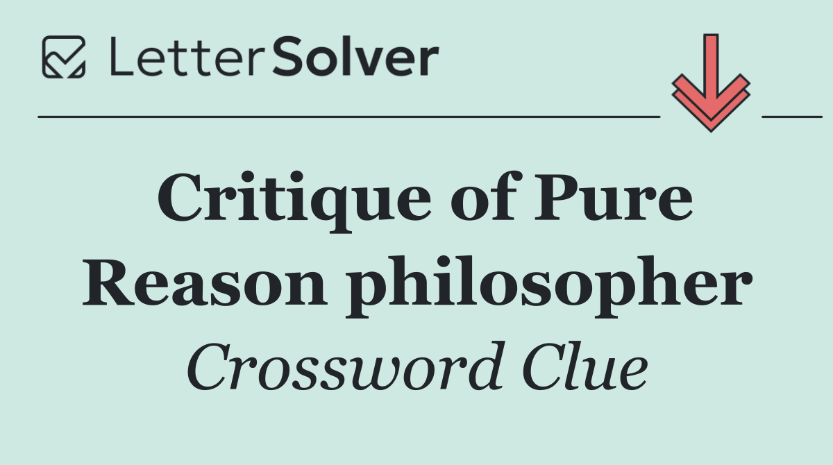 Critique of Pure Reason philosopher