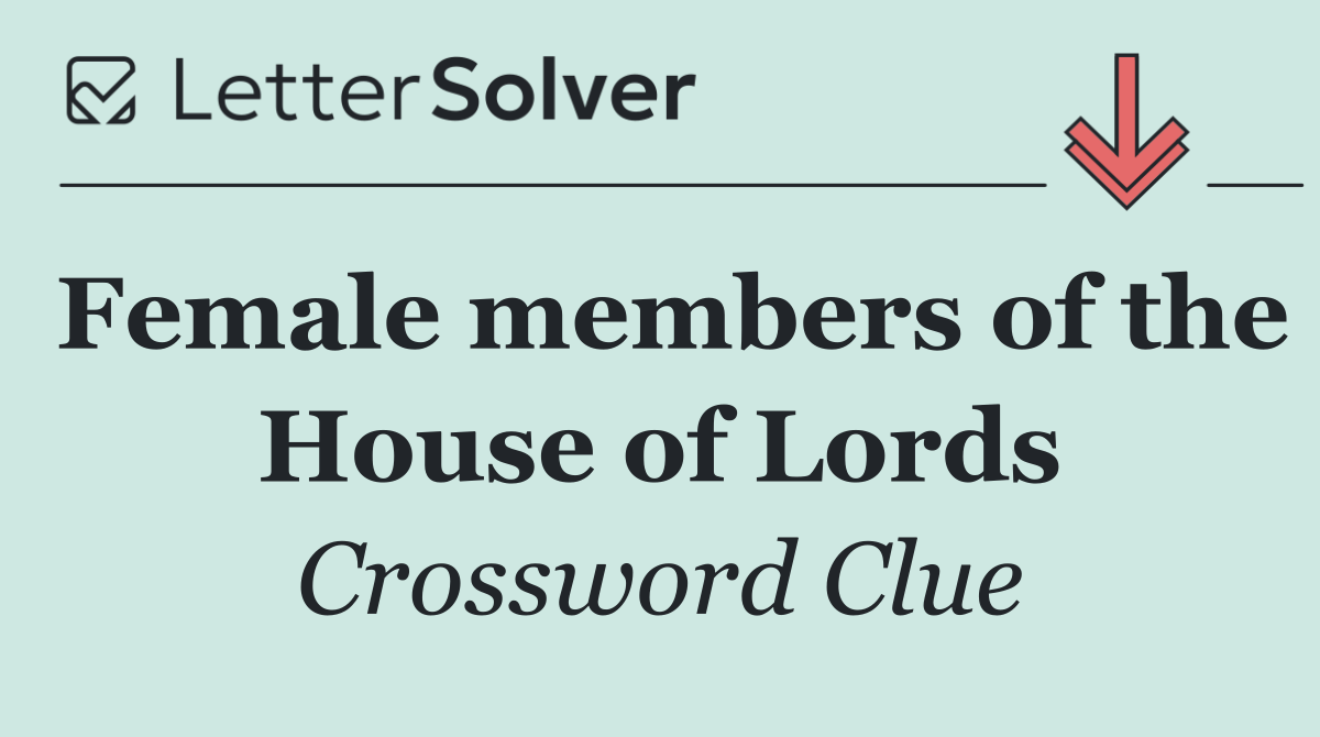 Female members of the House of Lords