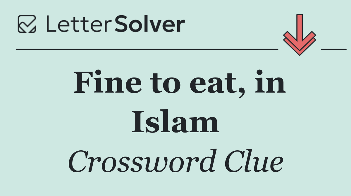 Fine to eat, in Islam