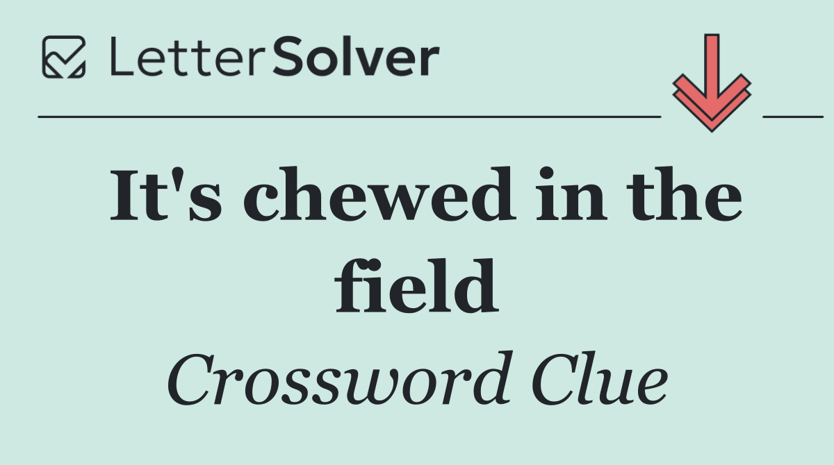 It's chewed in the field