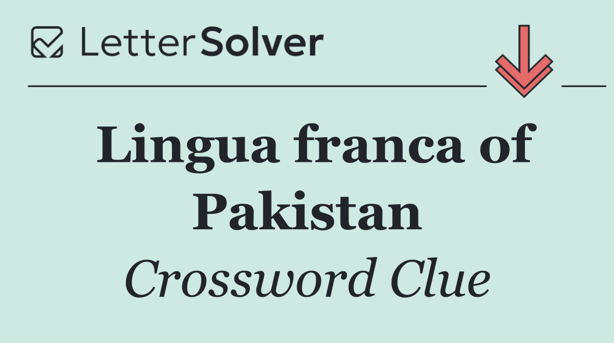 Lingua franca of Pakistan
