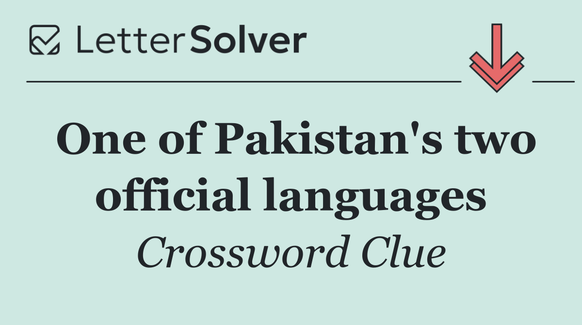 One of Pakistan's two official languages