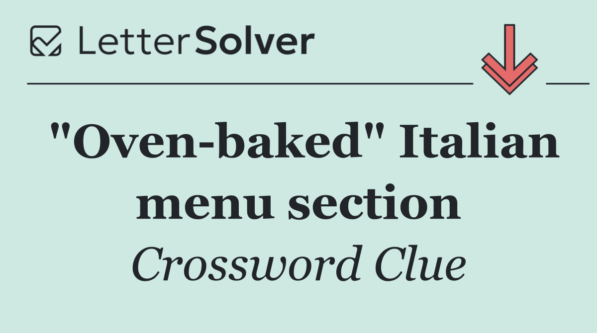 "Oven baked" Italian menu section