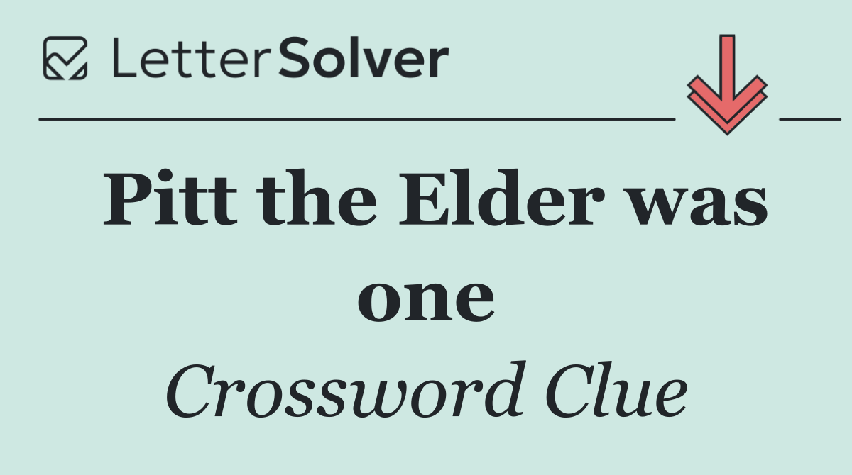 Pitt the Elder was one