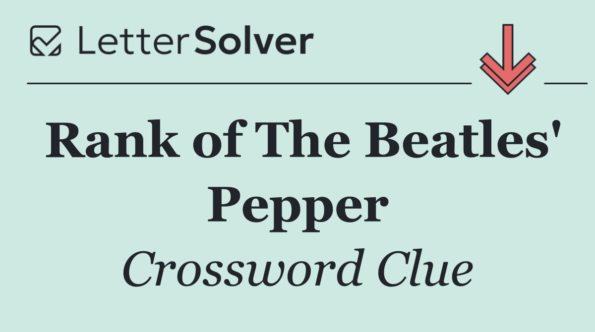 Rank of The Beatles' Pepper