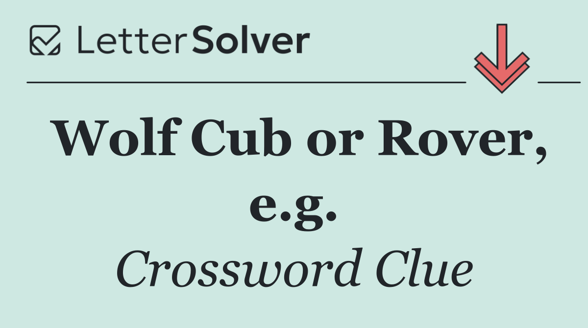Wolf Cub or Rover, e.g.