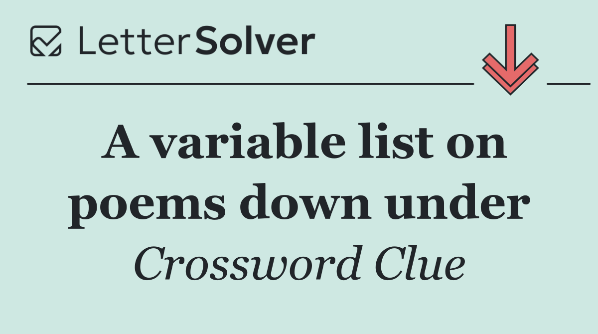 A variable list on poems down under