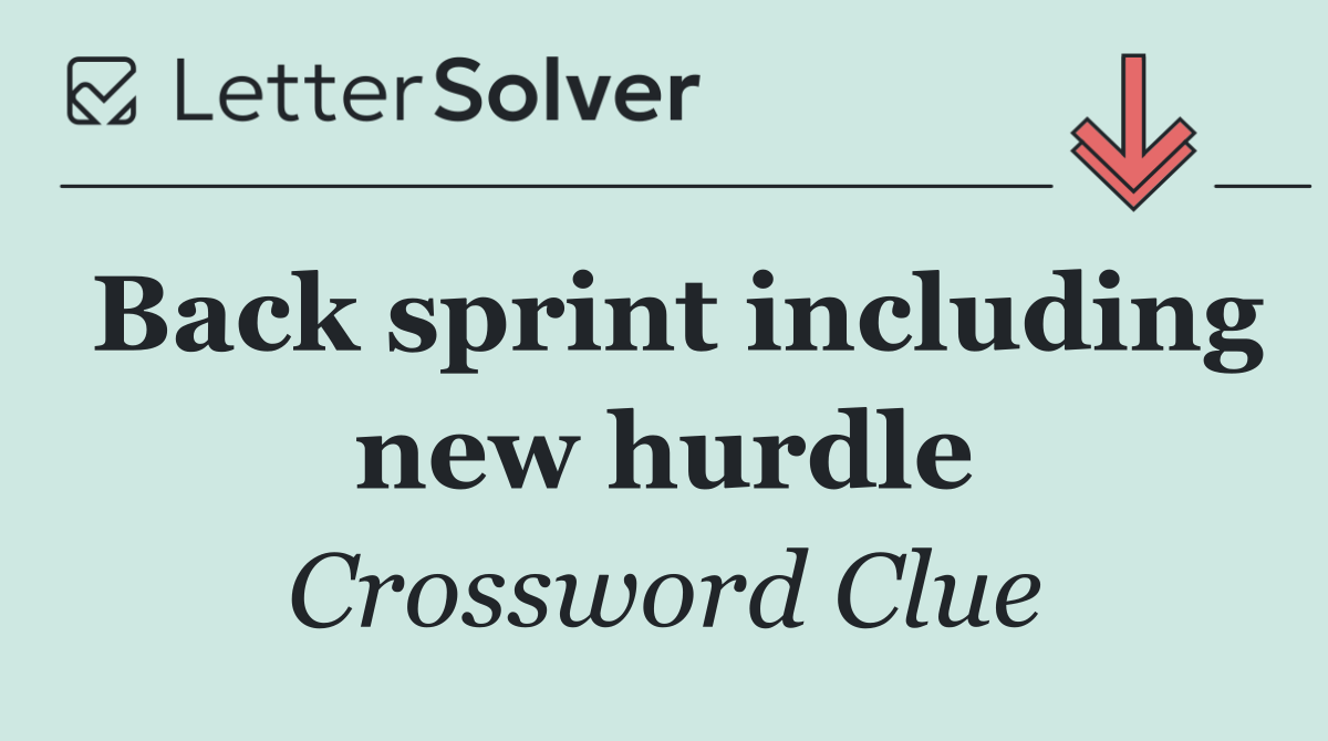 Back sprint including new hurdle