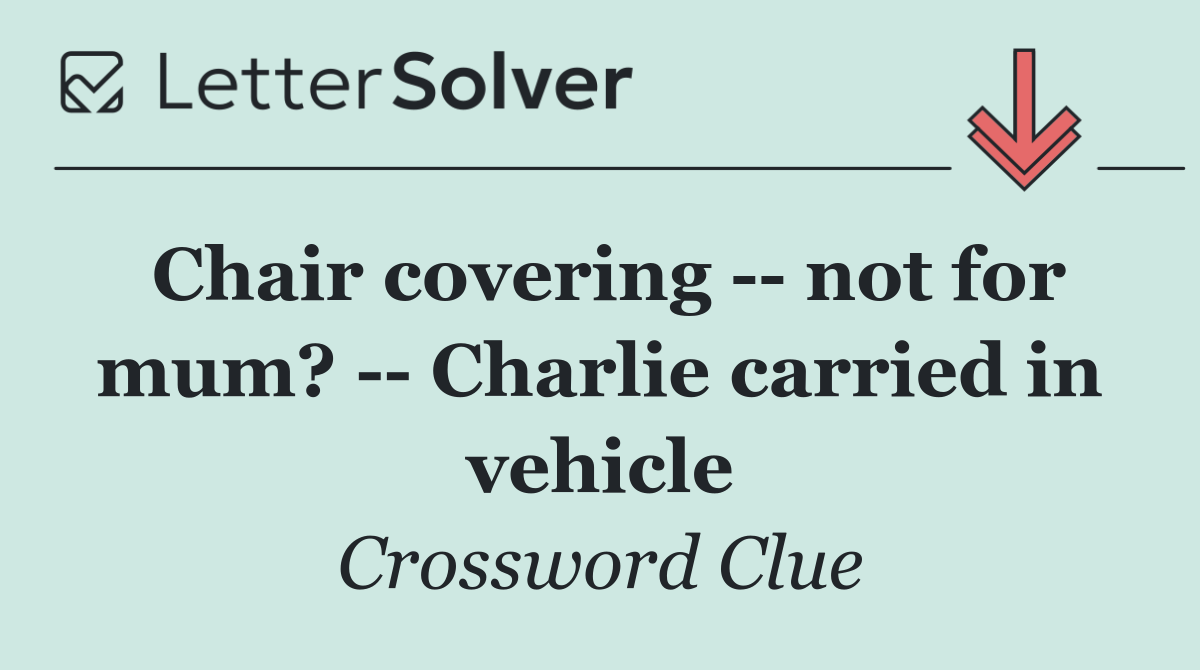 Chair covering    not for mum?    Charlie carried in vehicle