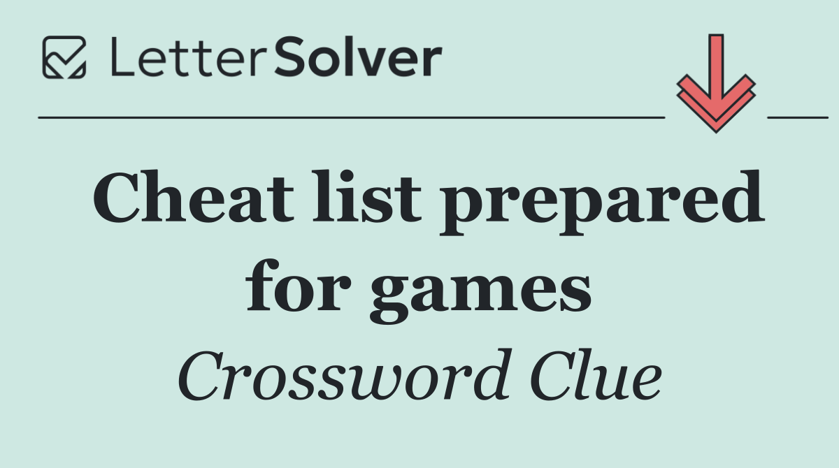 Cheat list prepared for games