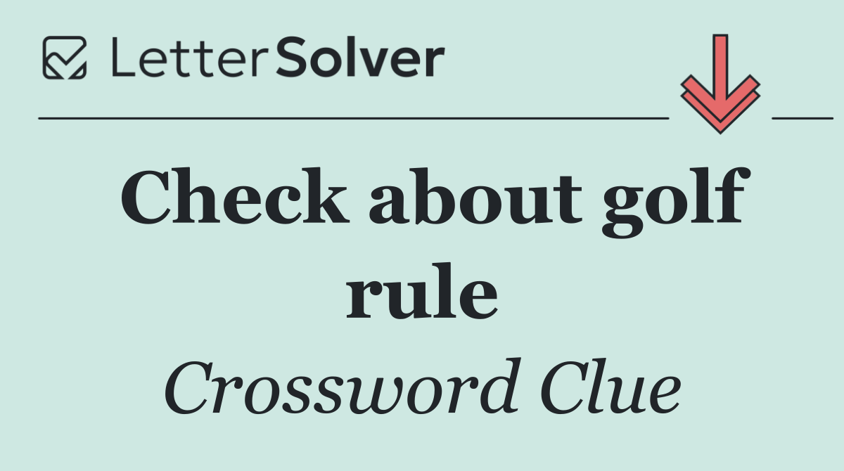 Check about golf rule