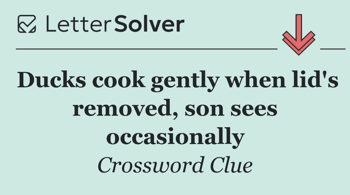 Ducks cook gently when lid's removed, son sees occasionally