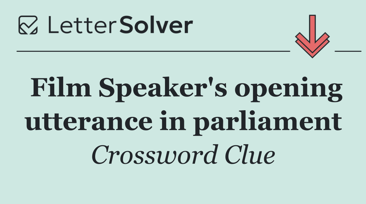 Film Speaker's opening utterance in parliament