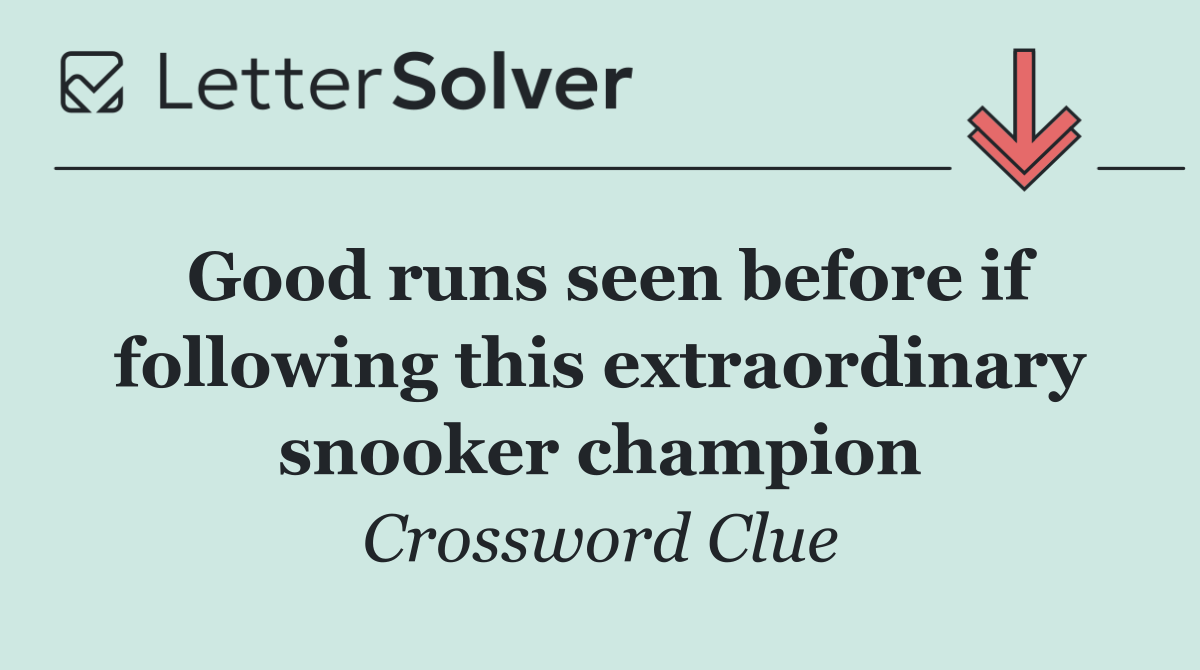 Good runs seen before if following this extraordinary snooker champion