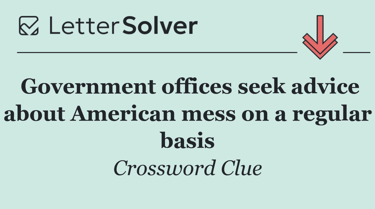 Government offices seek advice about American mess on a regular basis