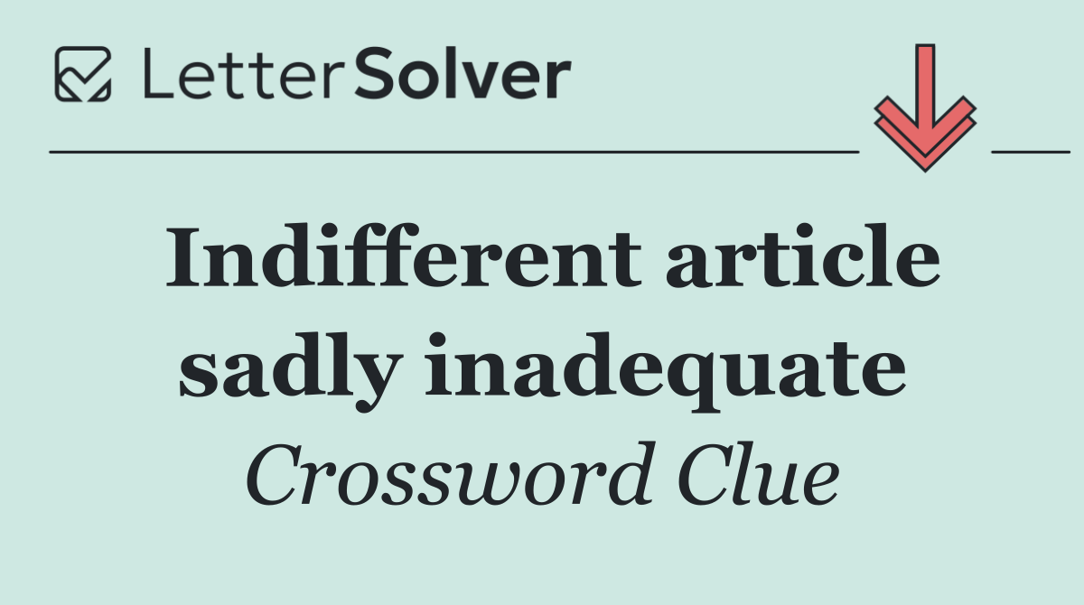 Indifferent article sadly inadequate