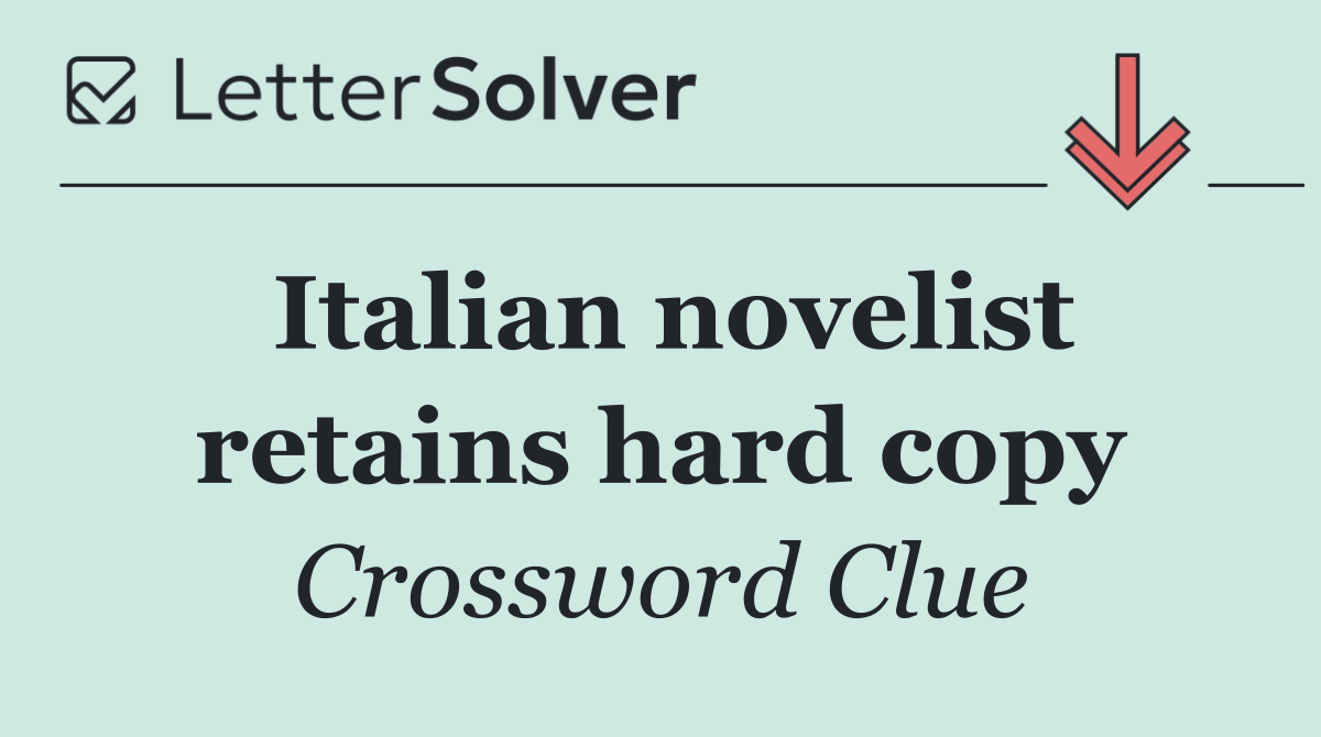 Italian novelist retains hard copy
