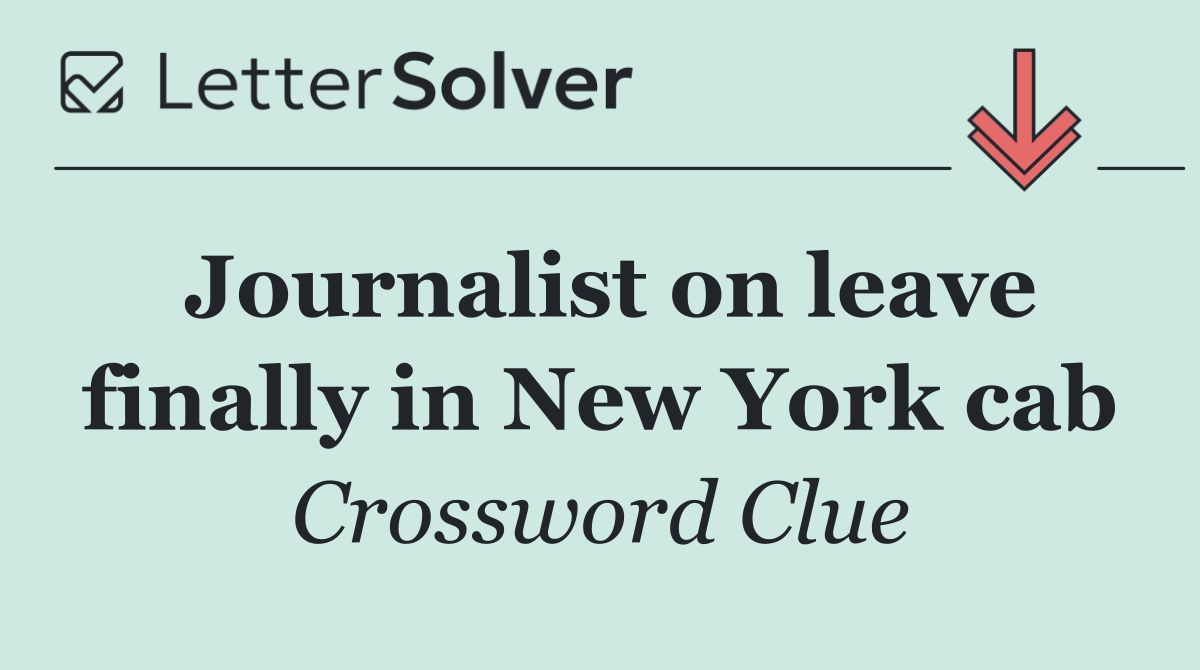 Journalist on leave finally in New York cab