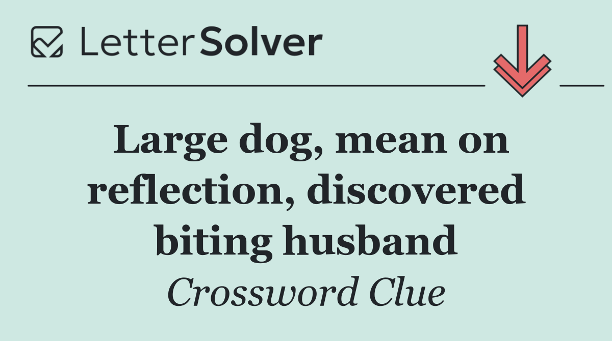 Large dog, mean on reflection, discovered biting husband