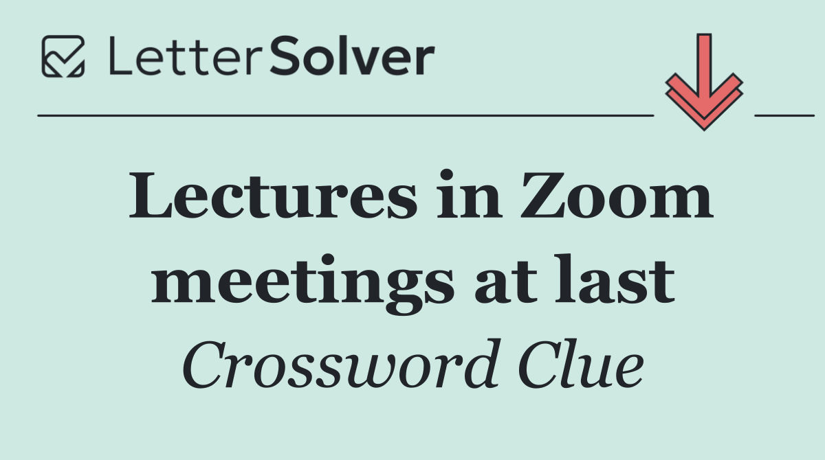 Lectures in Zoom meetings at last