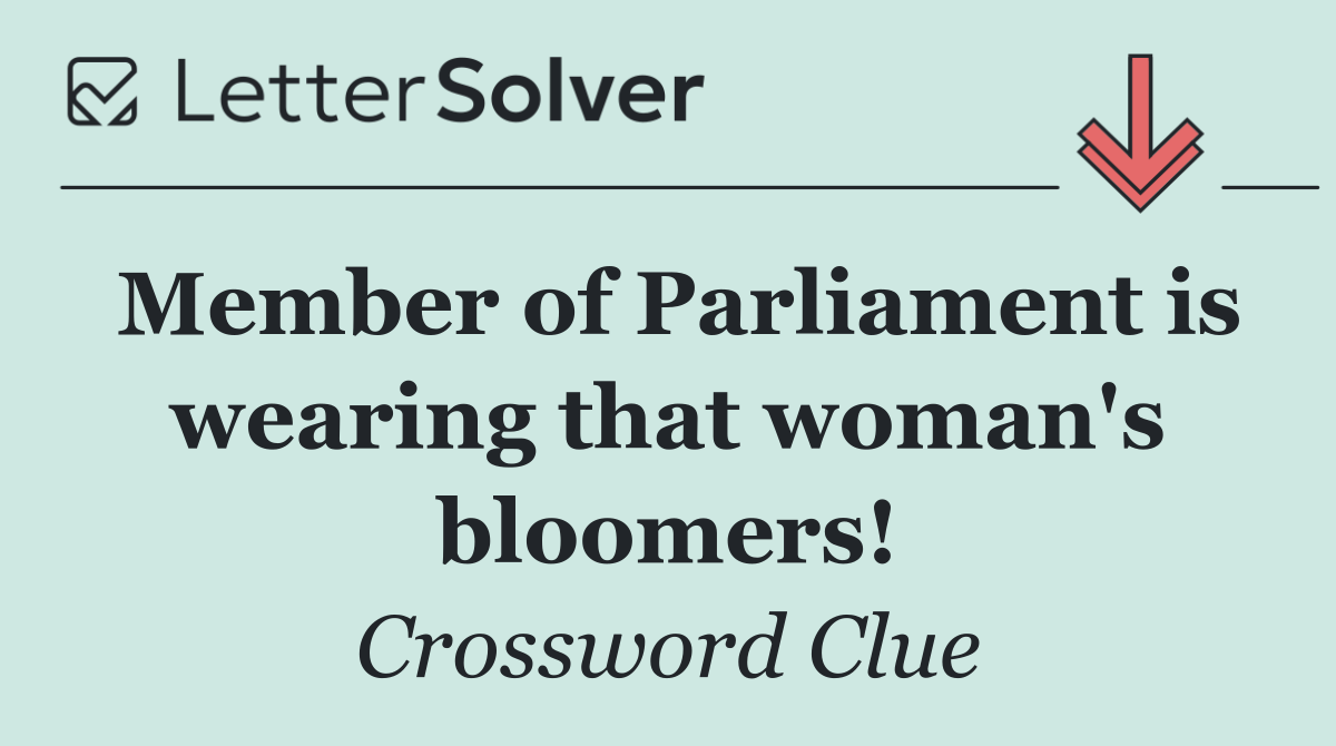 Member of Parliament is wearing that woman's bloomers!