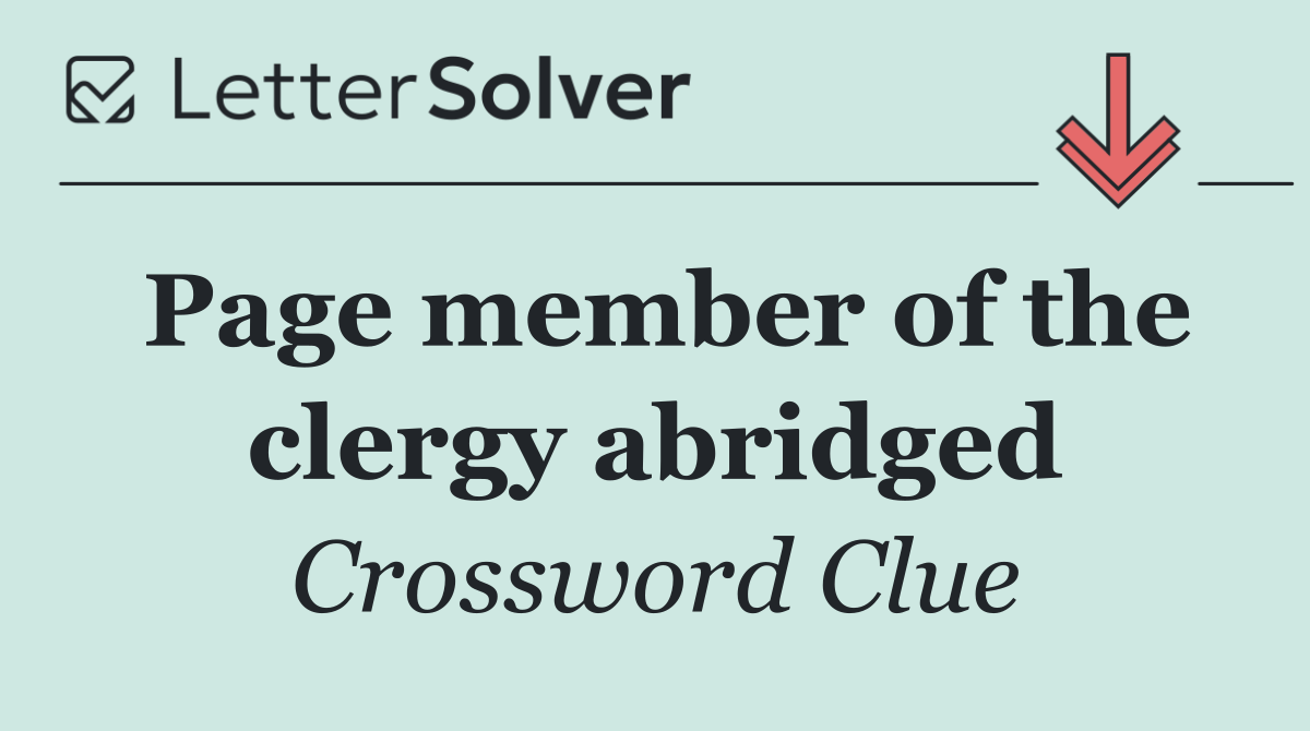 Page member of the clergy abridged