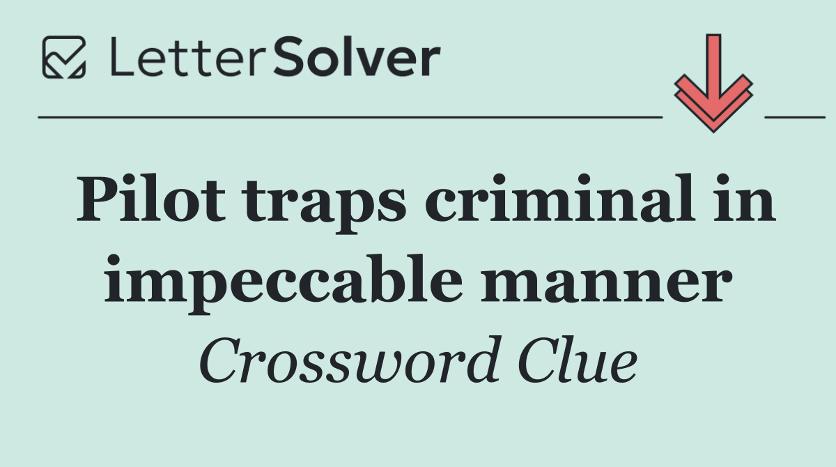 Pilot traps criminal in impeccable manner