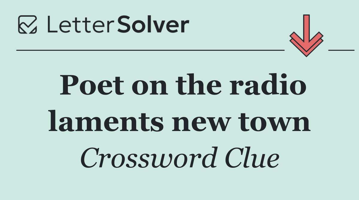 Poet on the radio laments new town
