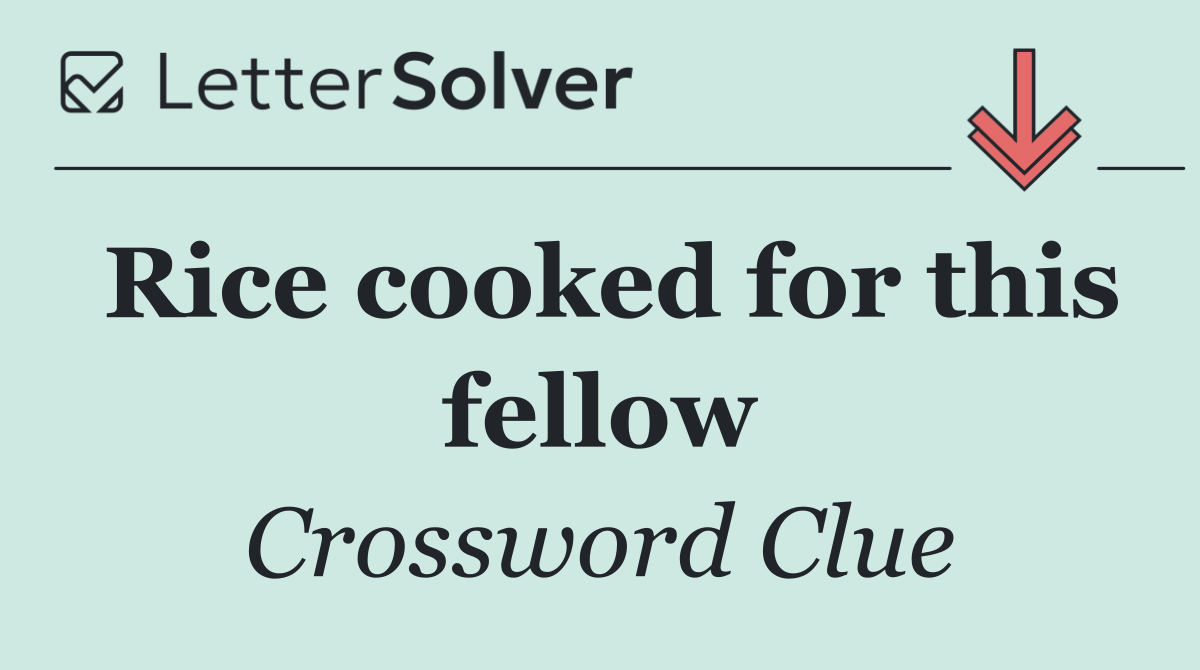 Rice cooked for this fellow