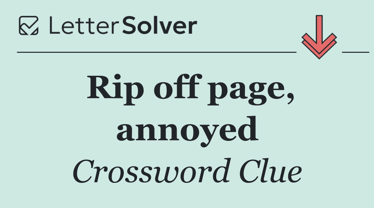 Rip off page, annoyed