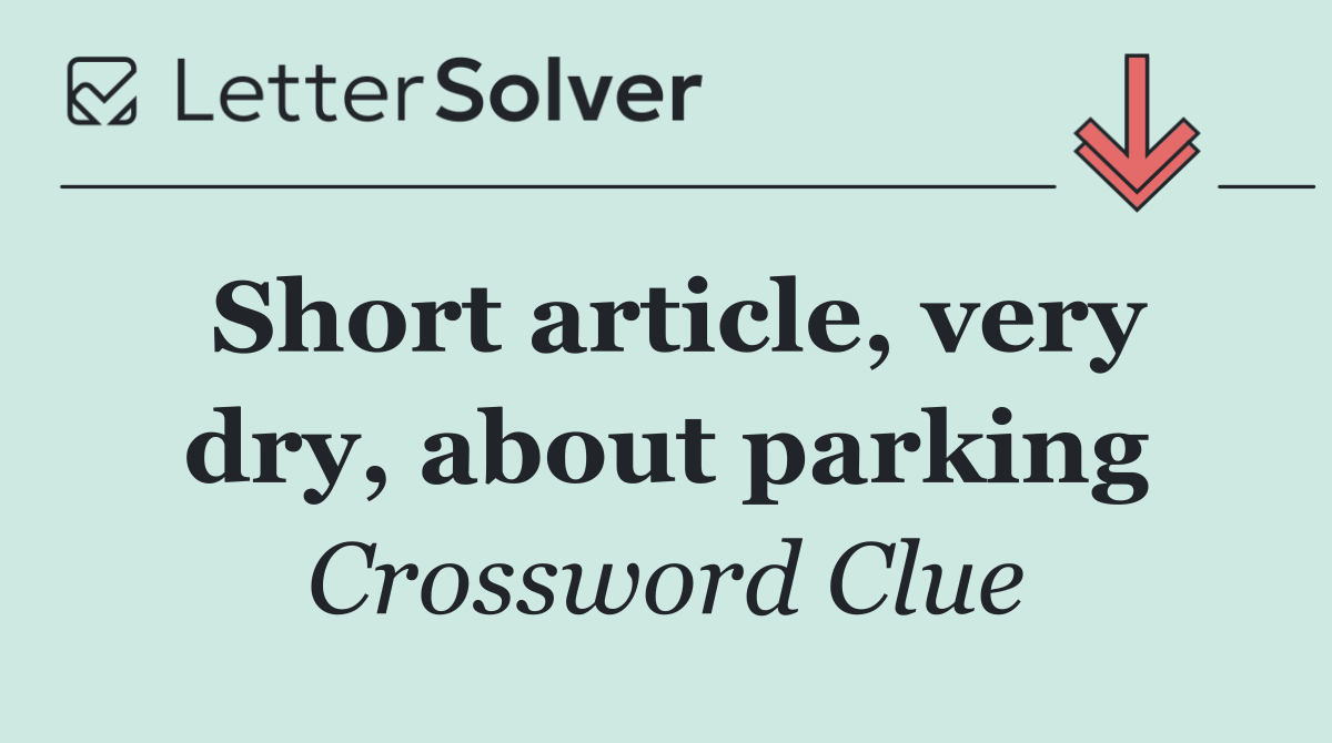 Short article, very dry, about parking