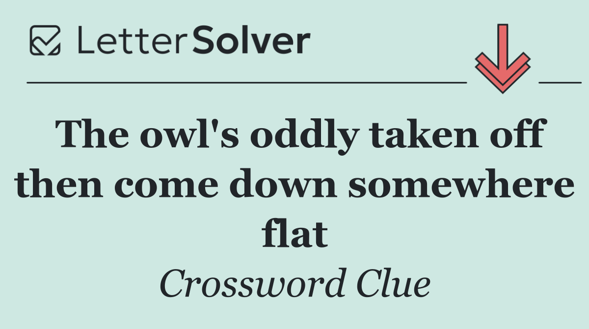 The owl's oddly taken off then come down somewhere flat
